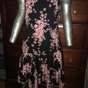 Beware Pink And Black Floral Short Strapless Dress or Coverup Size Large, Used